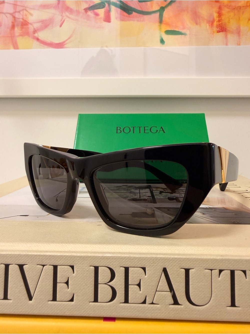 Bottega Veneta Black Cat-Eye Sunglasses